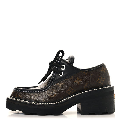 Louis Vuitton Monogram Calfskin Beaubourg Platform Derby Shoes 36 Brown 1 of 9