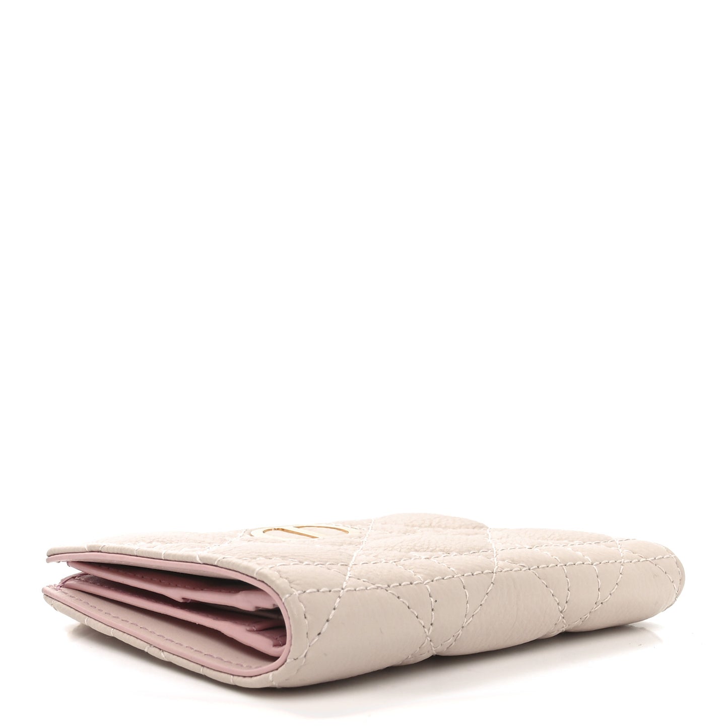 Grained Calfskin Supple Cannage Caro Dahlia Wallet Powder Pink