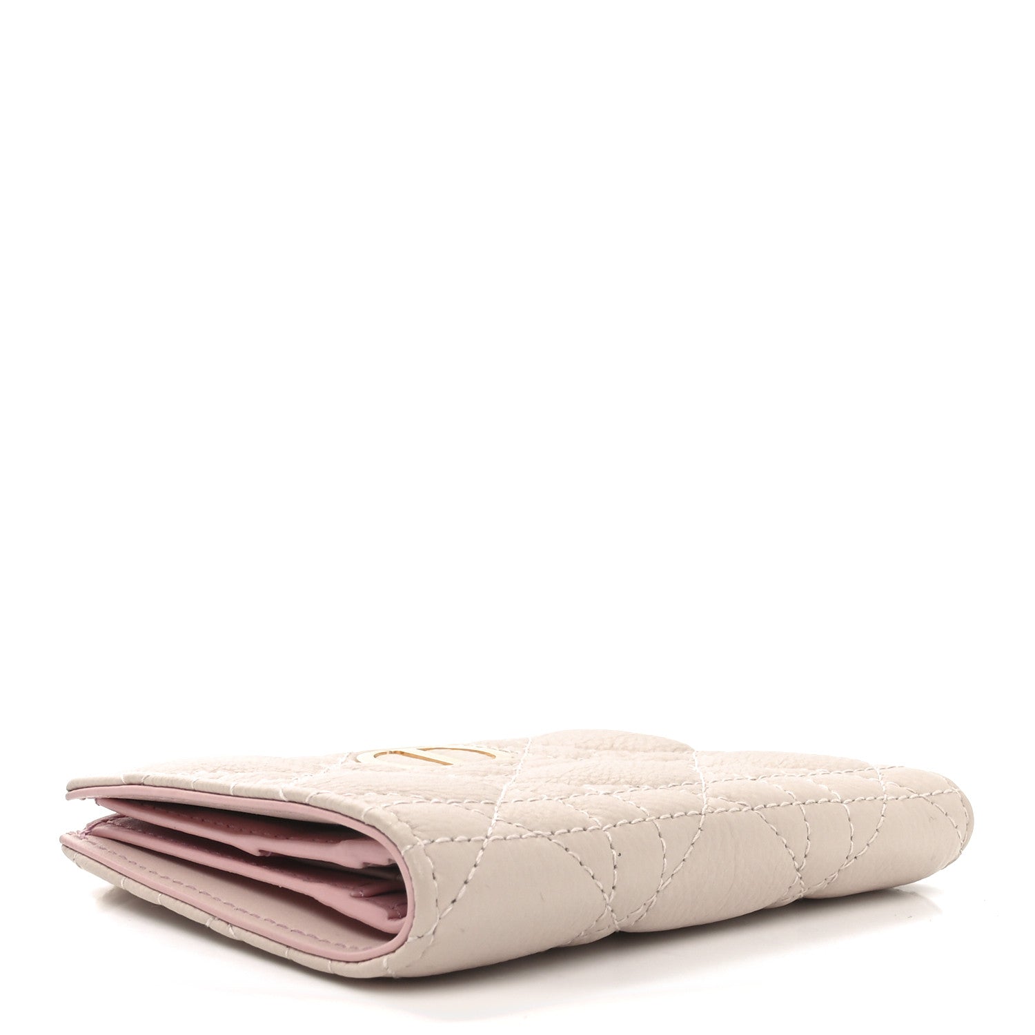 Christian Dior Grained Calfskin Supple Cannage Caro Dahlia Wallet Powder Pink 4 of 6