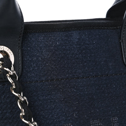 Chanel Mixed Fibers Calfskin Medium Deauville Tote Navy Blue 12 of 12