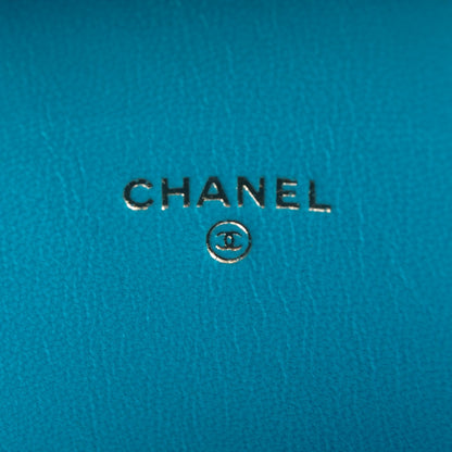 Chanel Lambskin Camellia Embossed iPad Case Turquoise 5 of 7