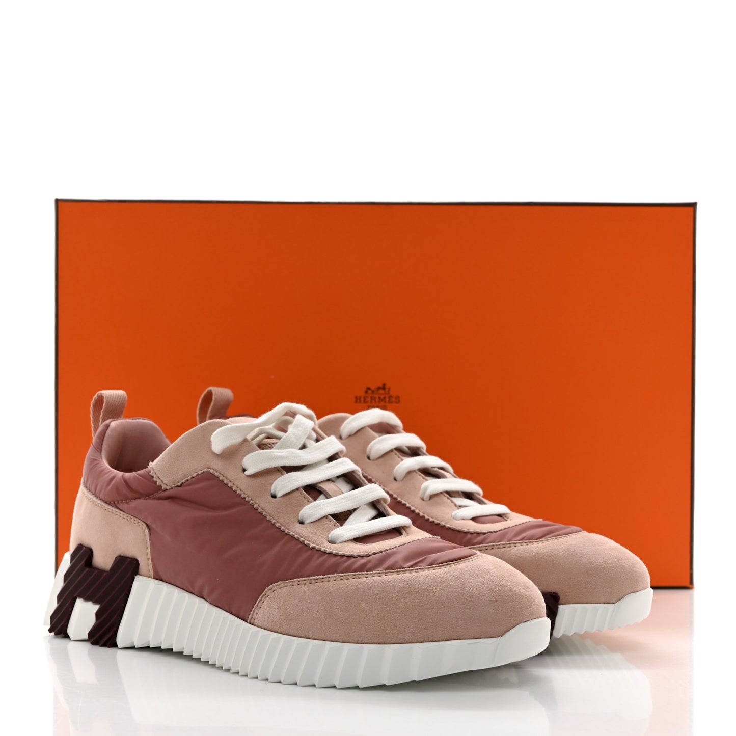 Parachute Fabric Suede Goatskin Bouncing Sneakers 38.5 Rose Rose Opaline