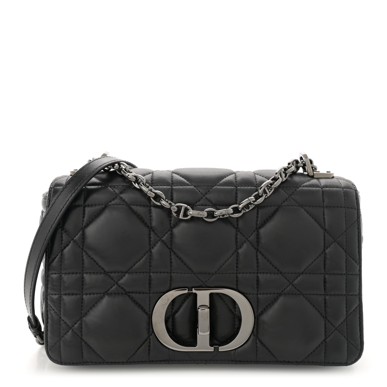 Christian Dior Calfskin Macrocannage Medium Caro Bag Black 1 of 14