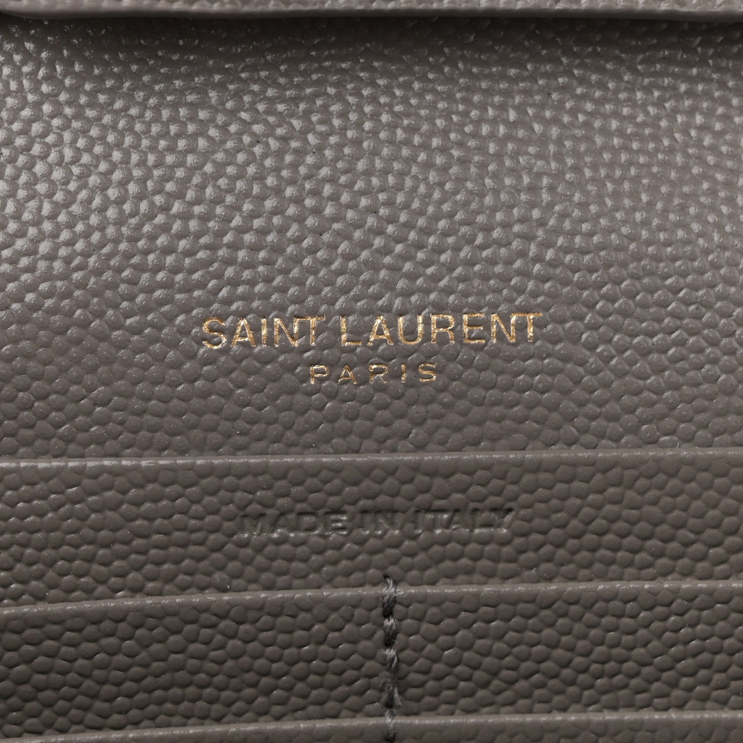 Saint Laurent Grain De Poudre Matelasse Chevron Monogram Chain Wallet Fog 6 of 10