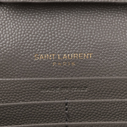 Saint Laurent Grain De Poudre Matelasse Chevron Monogram Chain Wallet Fog 6 of 10