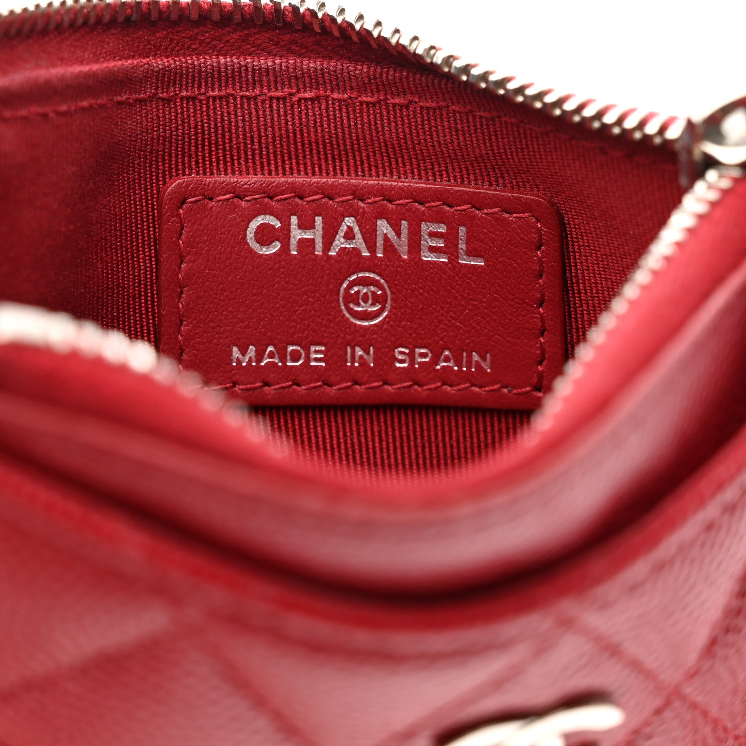 Chanel Caviar Quilted CC Zip Card Holder Red 7 of 8
