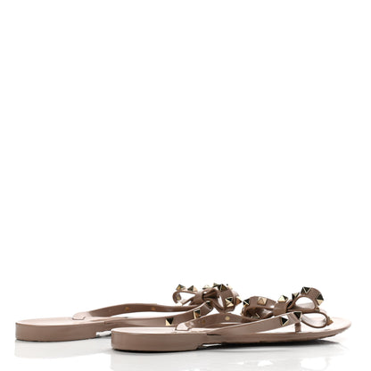 Valentino Garavani PVC Jelly Rockstud Bow Thong Sandals 40 Poudre 4 of 9