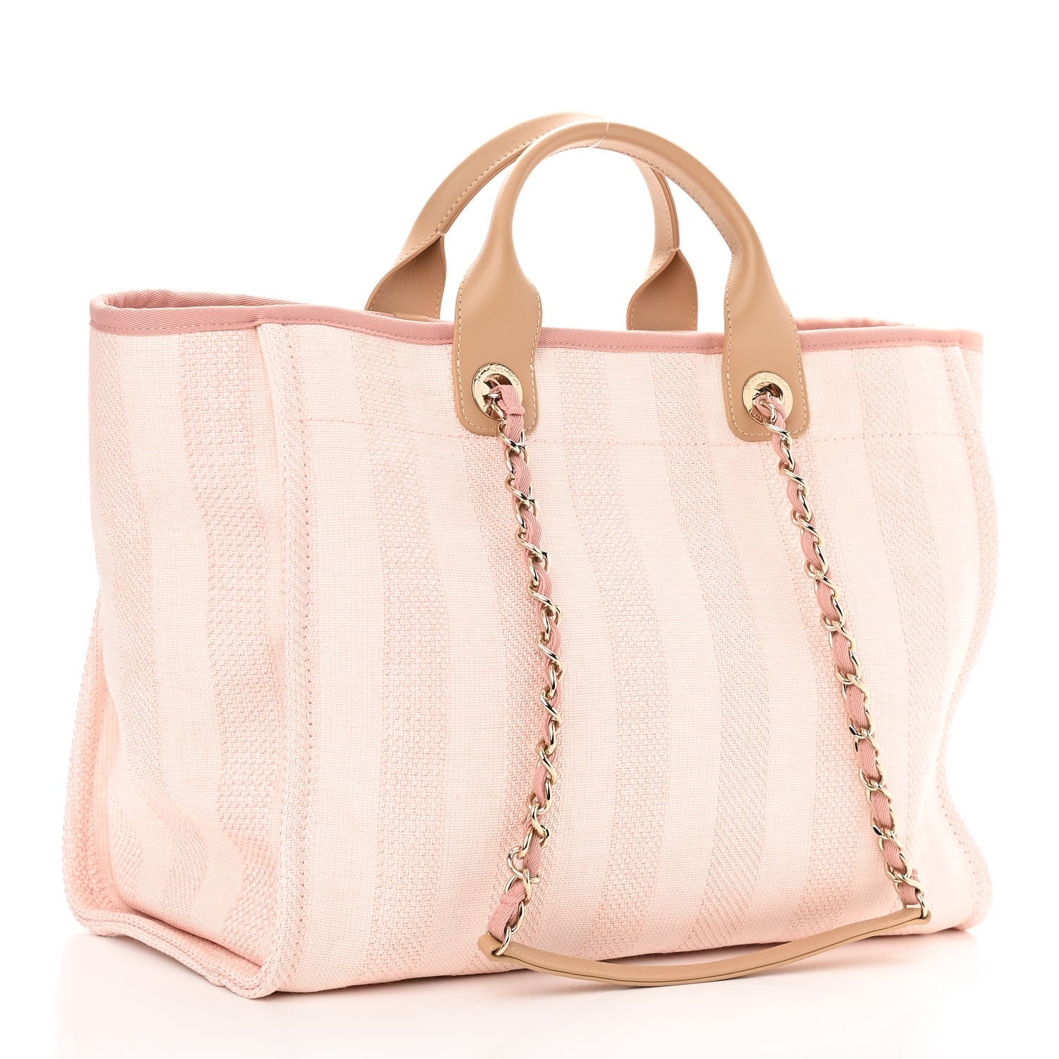 Chanel Mixed Fibers Calfskin Striped Medium Deauville Tote Light Pink 3 of 10
