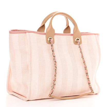 Chanel Mixed Fibers Calfskin Striped Medium Deauville Tote Light Pink 3 of 10