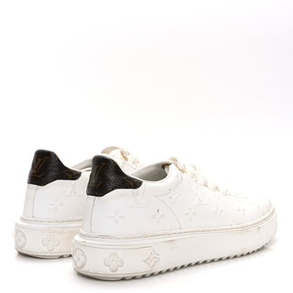 Louis Vuitton Lambskin Embossed Monogram Time Out Sneakers 39 White 5 of 13