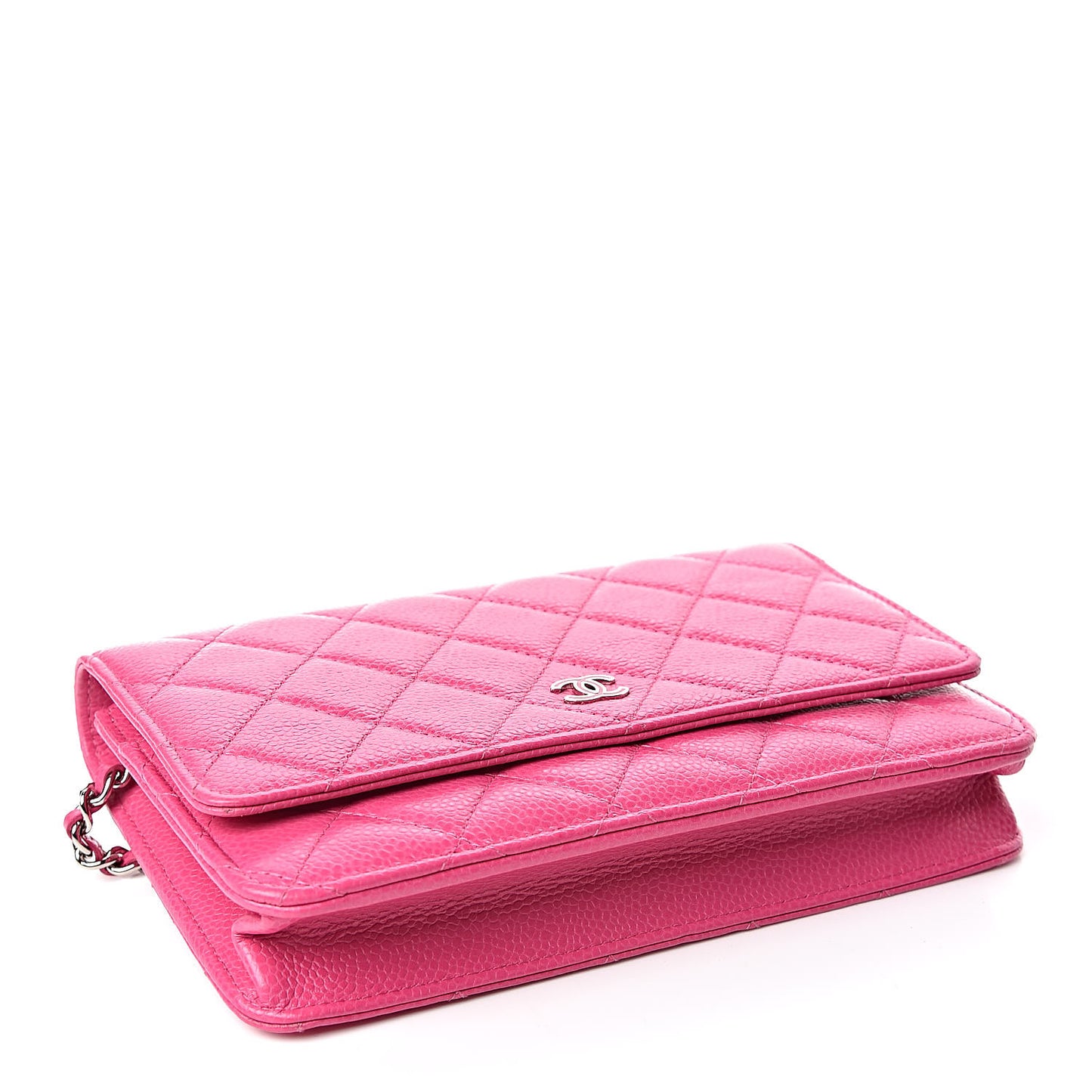 Caviar Quilted Wallet on Chain WOC Pink
