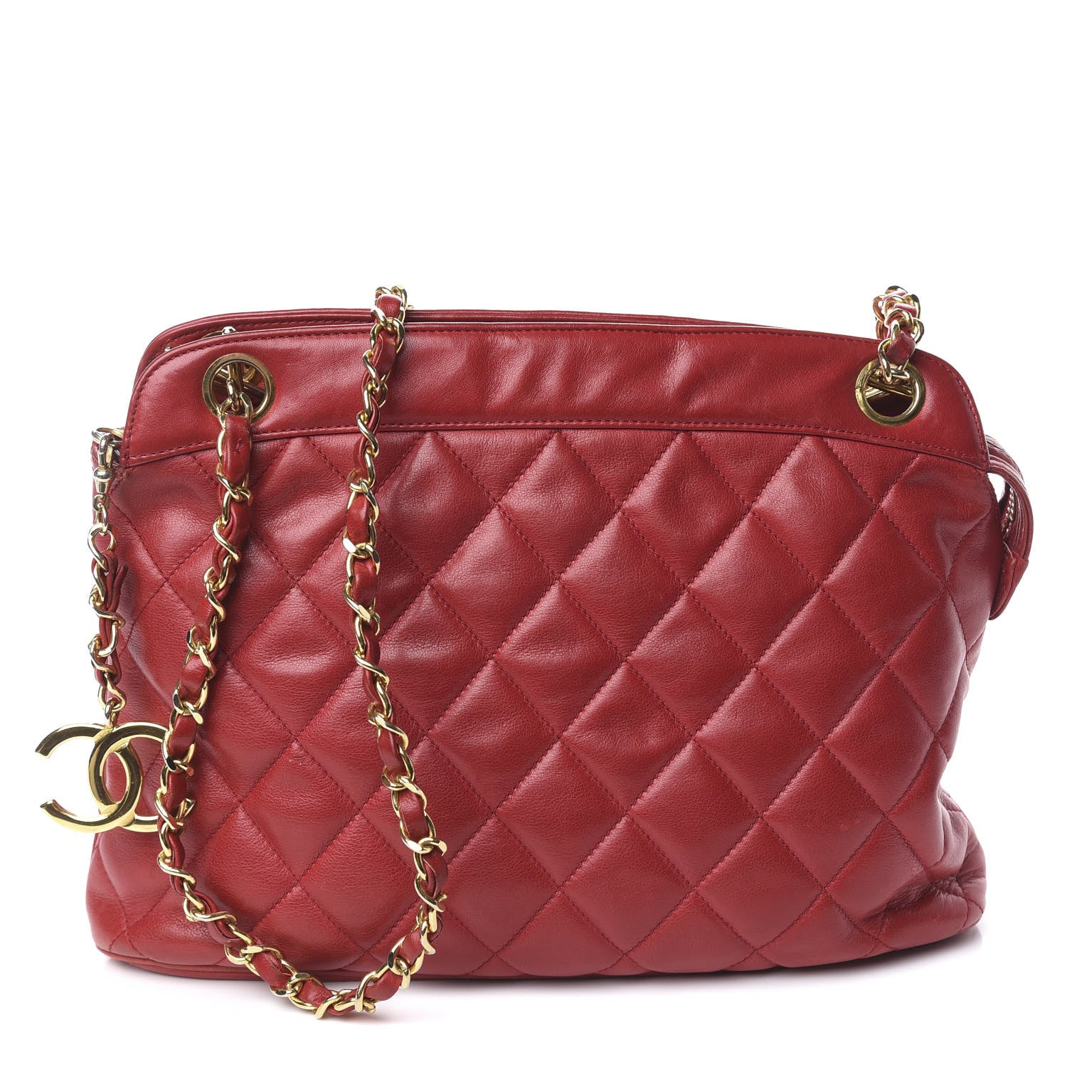 Chanel Lambskin Quilted Shoulder Bag Red 1 of 15