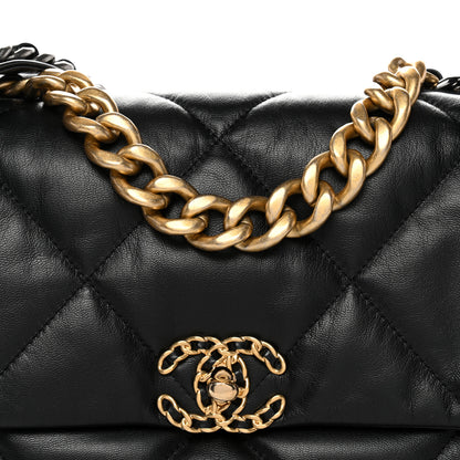 Chanel Goatskin Quilted Large Chanel 19 Flap Black 8 of 10