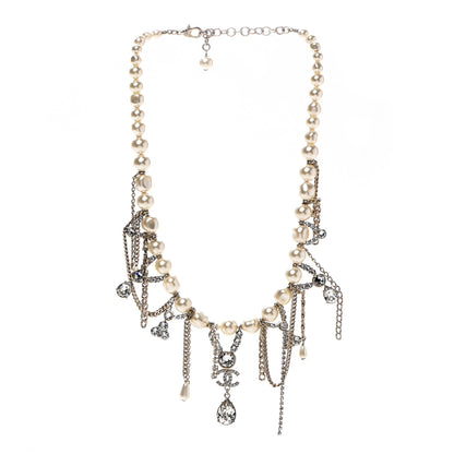 Chanel Pearl Crystal CC Dangle Short Necklace Gold 3 of 6