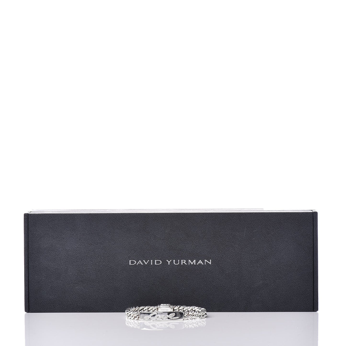 Sterling Silver Diamond 7mm Petite Pave Curb Link Love ID Bracelet