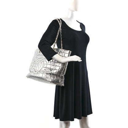 Chanel Vinyl Quilted Frozen Shopping Tote Silver 2 of 13