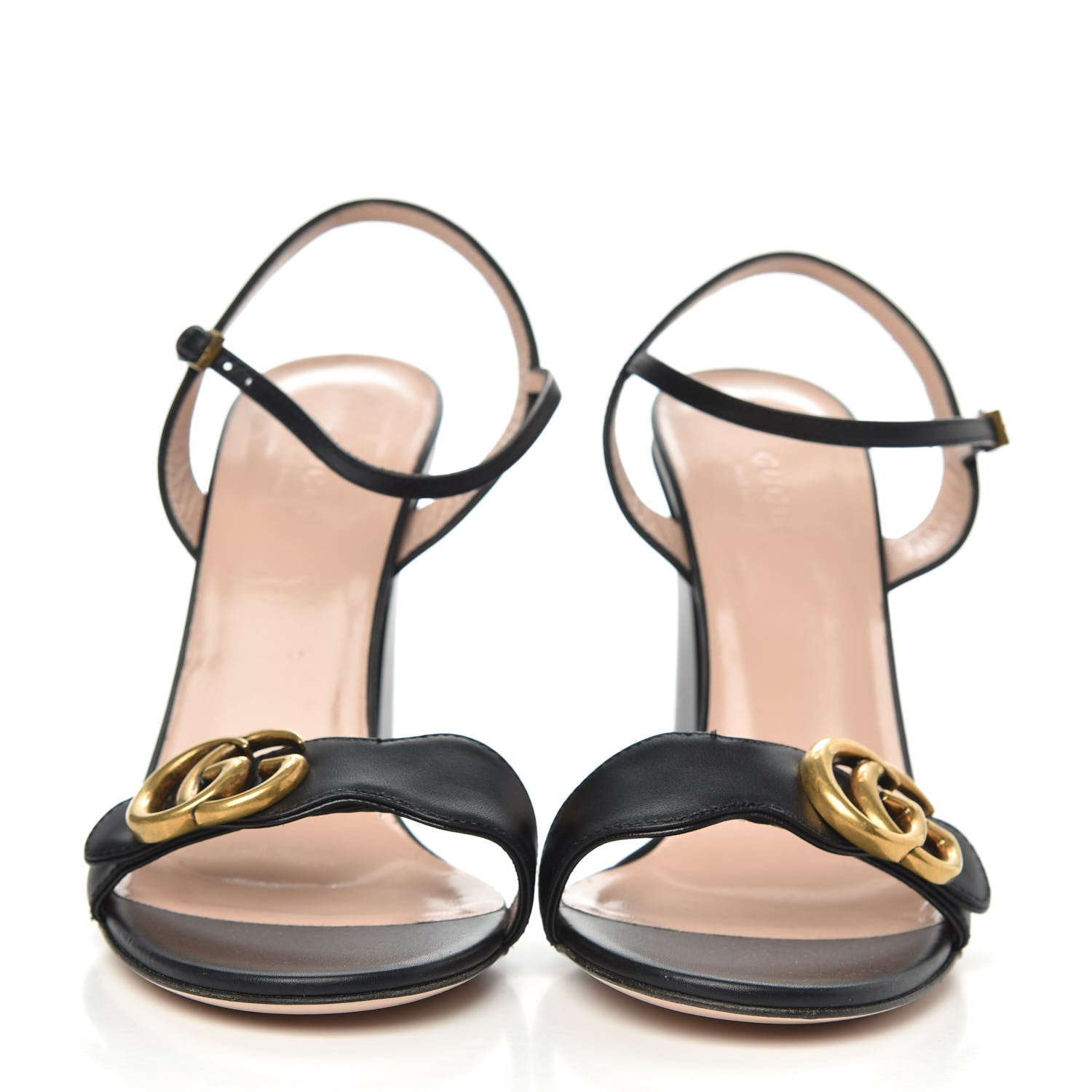 Gucci Lifford Calfskin GG Marmont Ankle Wrap 105mm Sandals 37 Black 2 of 8