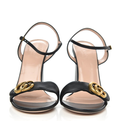 Gucci Lifford Calfskin GG Marmont Ankle Wrap 105mm Sandals 37 Black 2 of 8