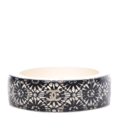 Chanel Resin Pearl Cuff Bangle Bracelet Black 1 of 5