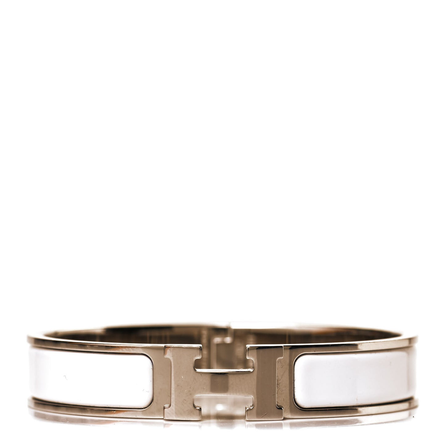 Enamel Narrow Clic Clac H Bracelet GM White
