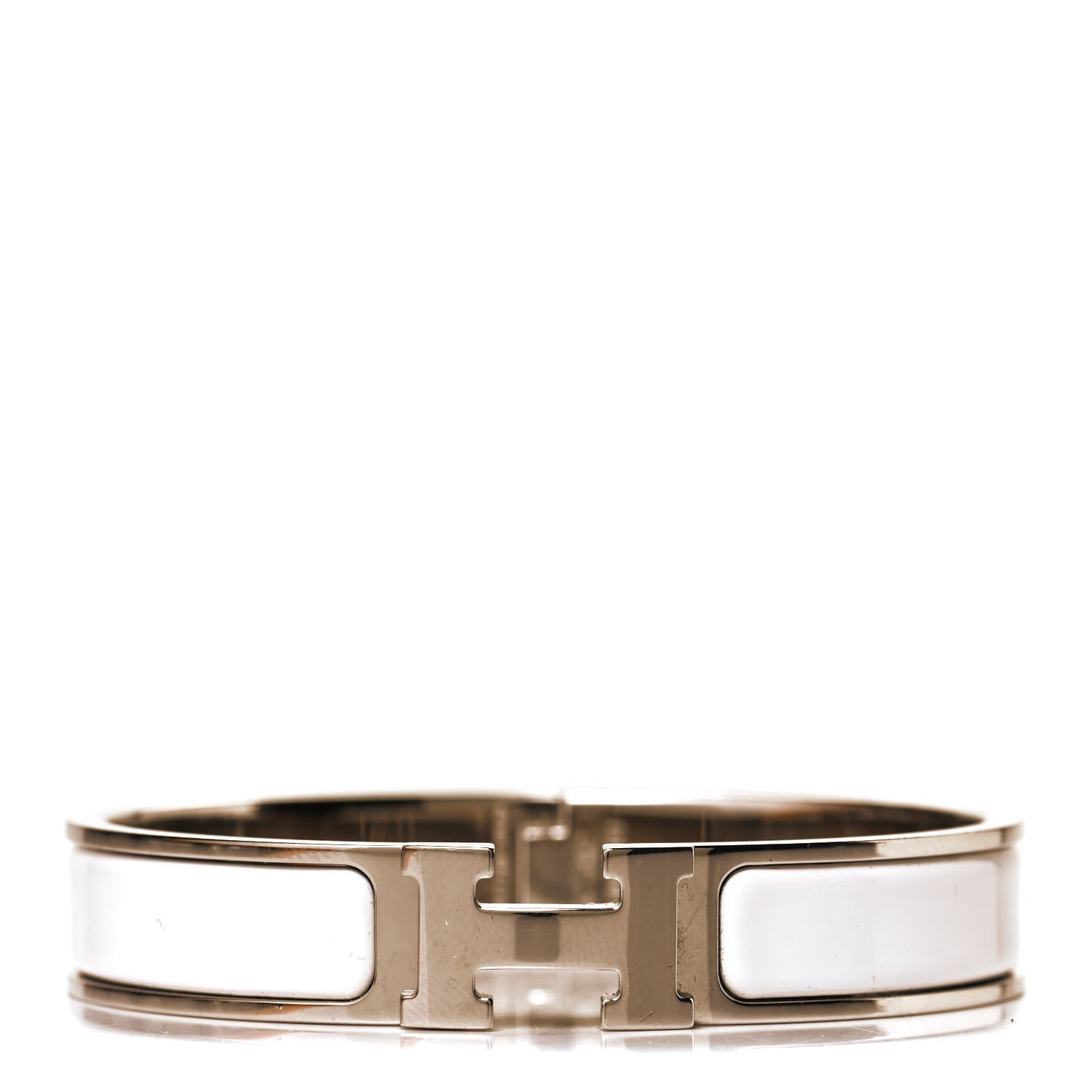 Hermes Enamel Narrow Clic Clac H Bracelet GM White 1 of 5