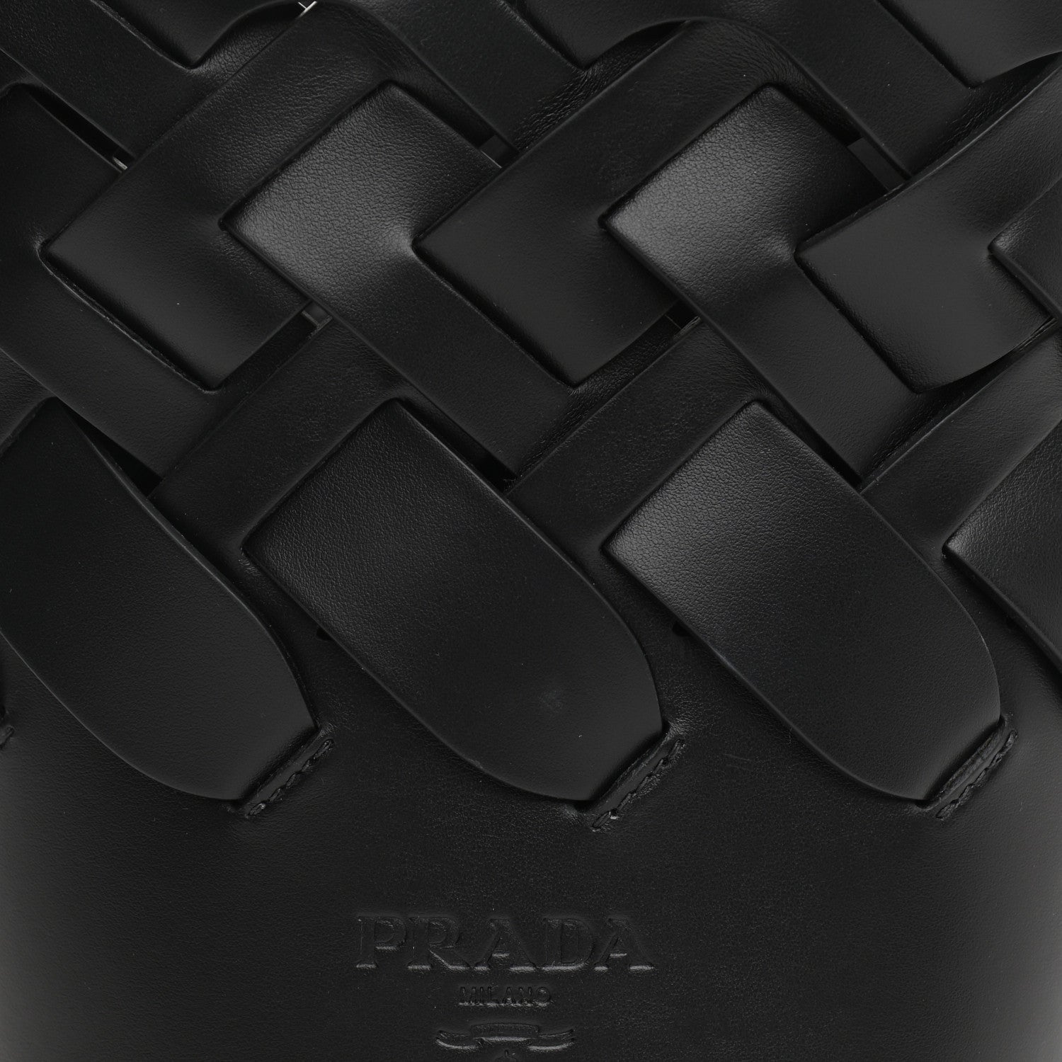 Prada Vitello Intreccio Bucket Bag Black 14 of 19