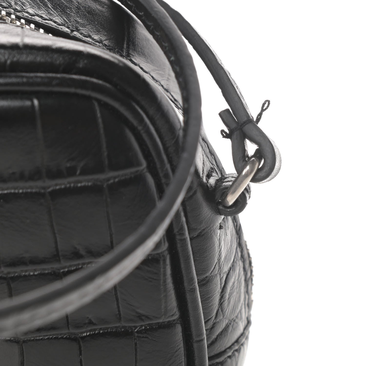Saint Laurent Calfskin Crocodile Embossed Monogram Blogger Bag Black 8 of 12