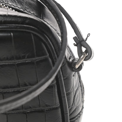 Saint Laurent Calfskin Crocodile Embossed Monogram Blogger Bag Black 8 of 12