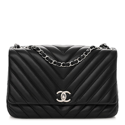 Chanel Lambskin Surpique Chevron Medium Single Flap Black 1 of 10
