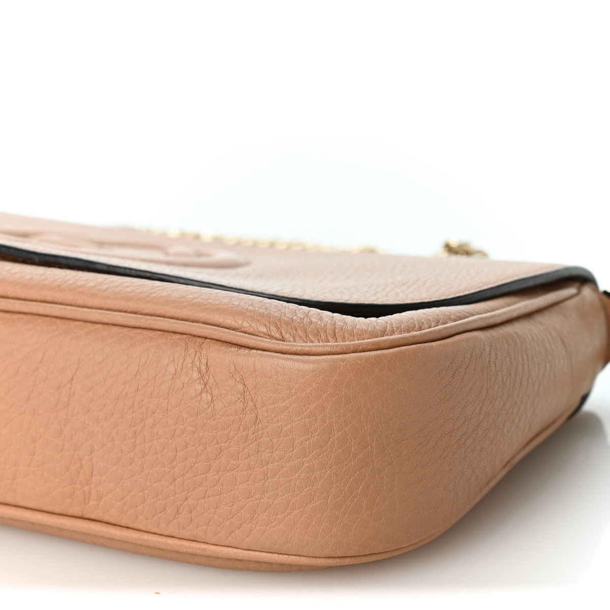 Pebbled Calfskin Medium Soho Flap Crossbody Camelia