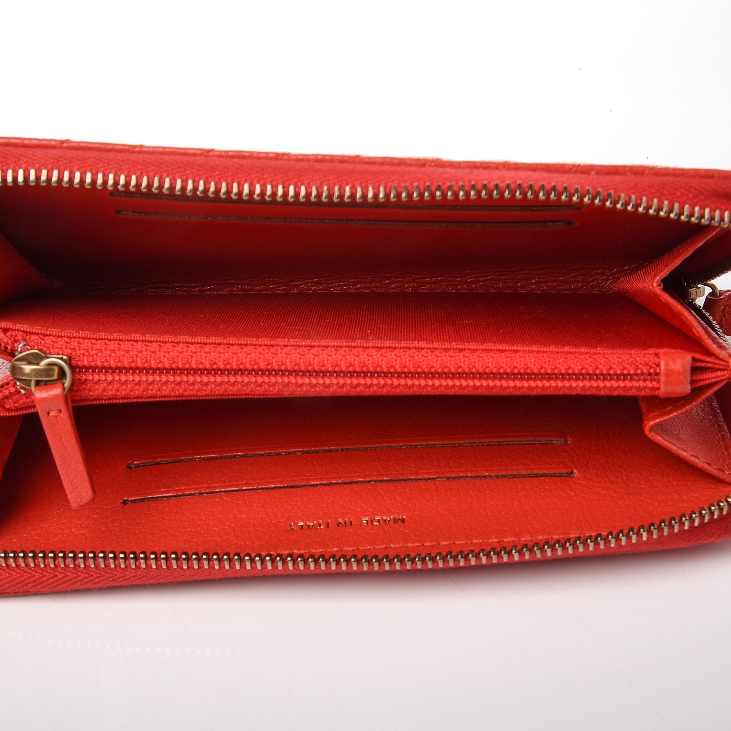 Chanel Shiny Goatskin Diagonal Quilted Small Zip Around Wallet Red 5 of 11