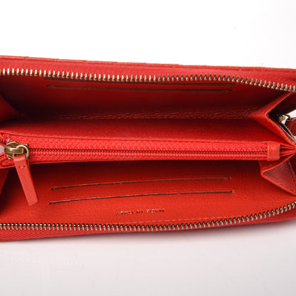 Chanel Shiny Goatskin Diagonal Quilted Small Zip Around Wallet Red 5 of 11