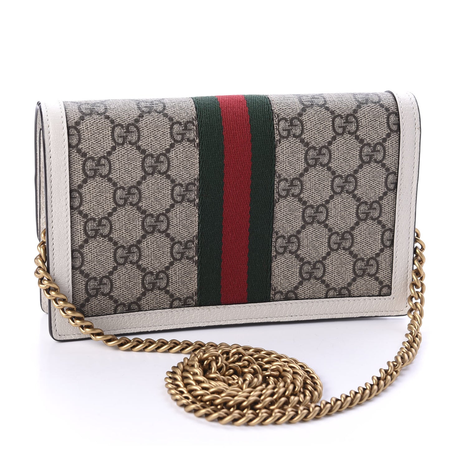 GG Supreme Monogram Web Queen Margaret Chain Wallet White
