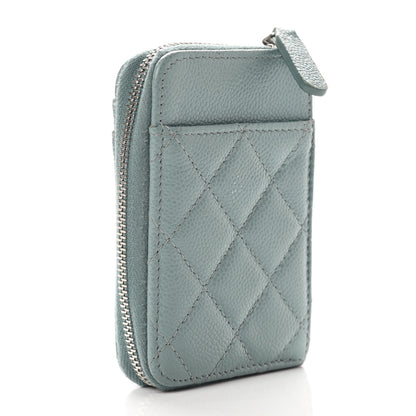 Chanel Caviar Quilted Zip Card Holder Light Blue 3 of 11