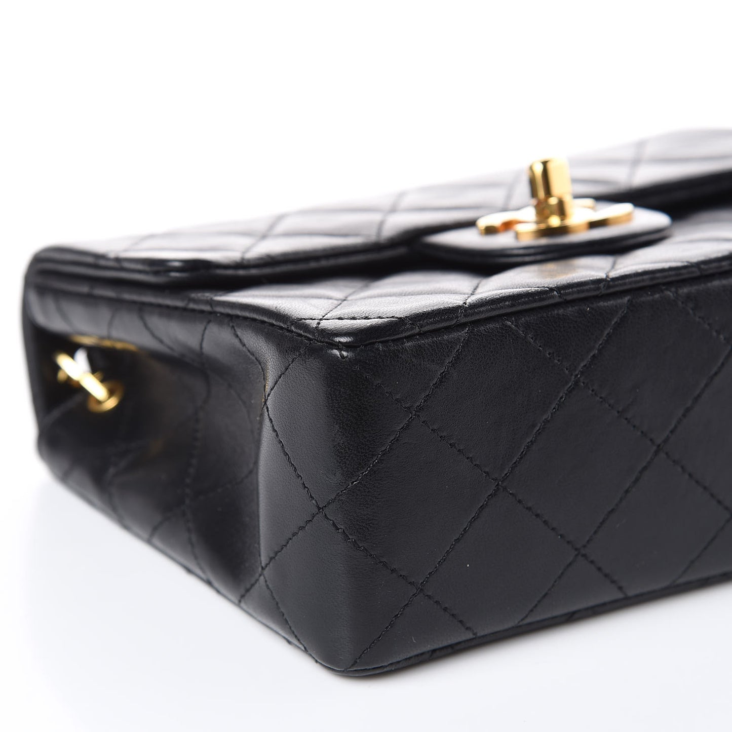 Lambskin Quilted Mini Square Flap Black