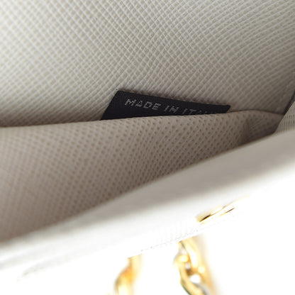 Prada Saffiano Metal Oro Chain Wallet Talco 10 of 12