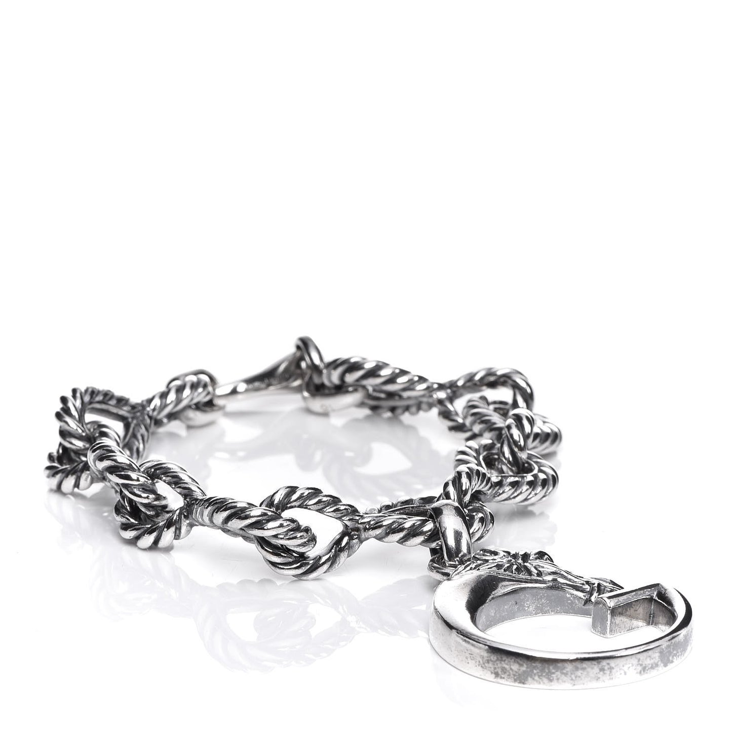 Sterling Silver G Horse Rope Bracelet