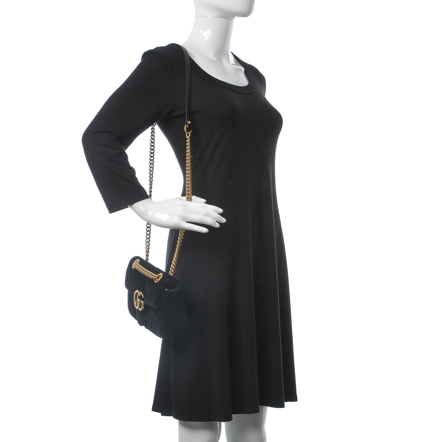 Velvet Matelasse Mini GG Marmont Shoulder Bag Black