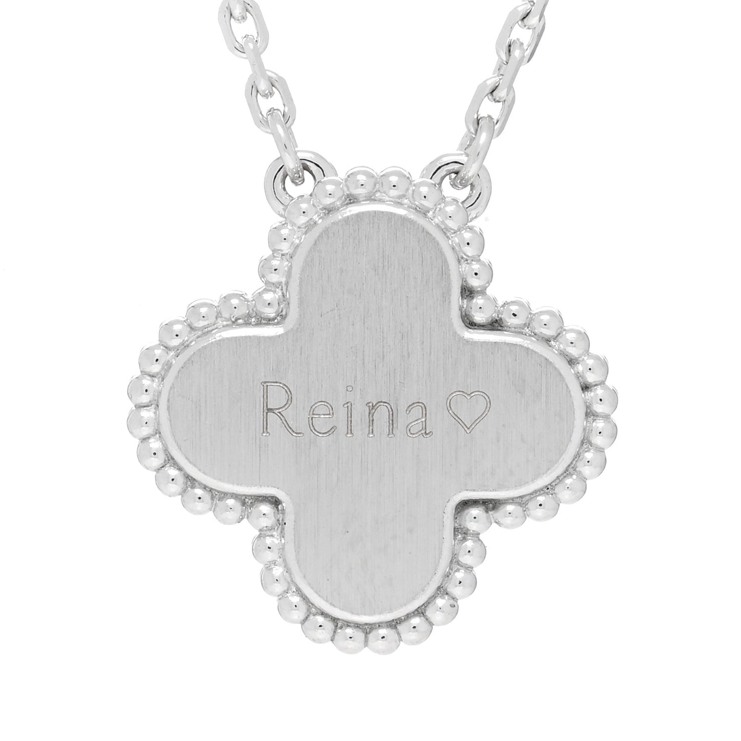 18K White Gold Diamond Celadon Green Sevres Porcelain Vintage Alhambra Pendant Necklace