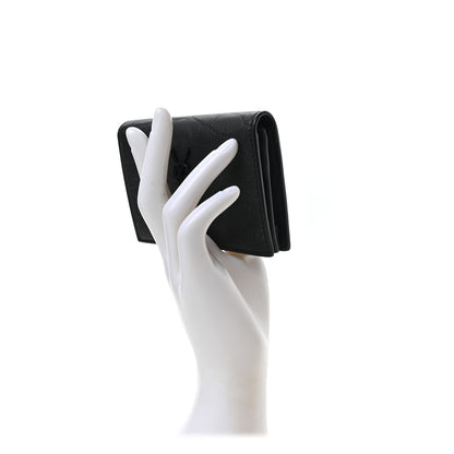 Saint Laurent Calfskin Crocodile Embossed Monogram Monochrome Business Card Holder Black 2 of 6