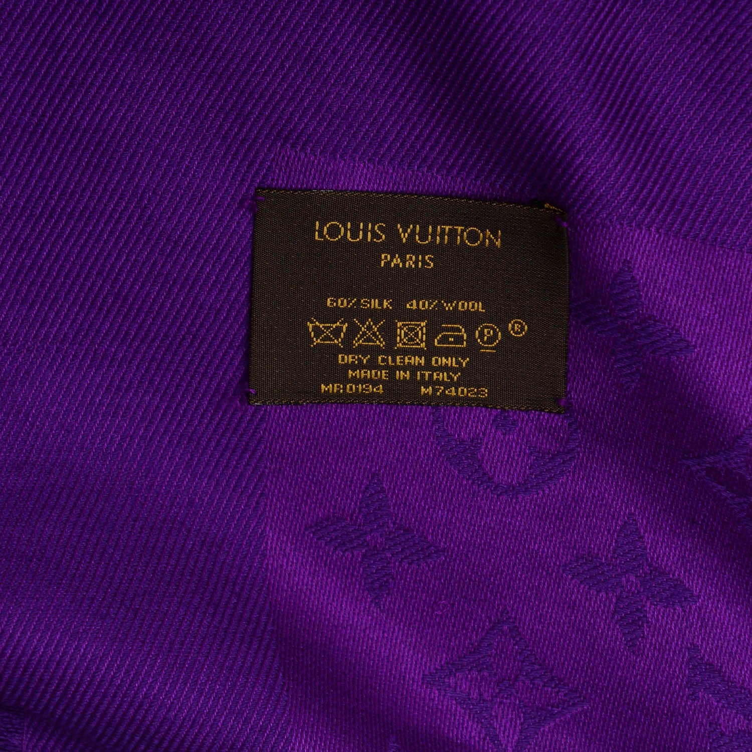 Louis Vuitton Silk Wool Monogram Voile Shawl Cassis 5 of 5