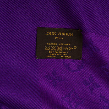Louis Vuitton Silk Wool Monogram Voile Shawl Cassis 5 of 5