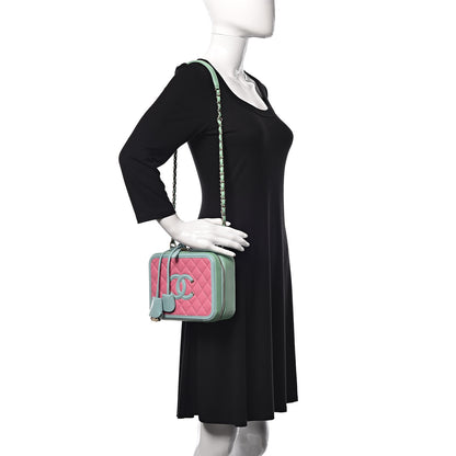 Chanel Caviar Quilted Medium CC Filigree Vanity Case Pink Green Blue 2 of 12