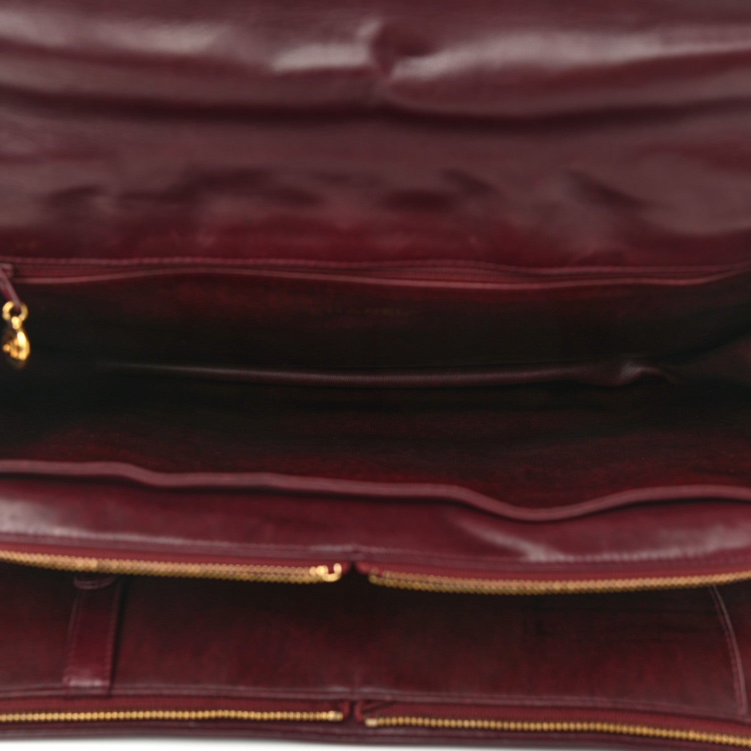 Chanel Lambskin Quilted Briefcase Laptop Bag Burgundy 7 of 15