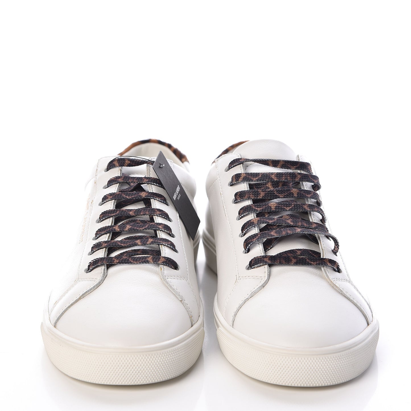 Calfskin Leopard Print Andy Low Top Sneakers 40.5 White