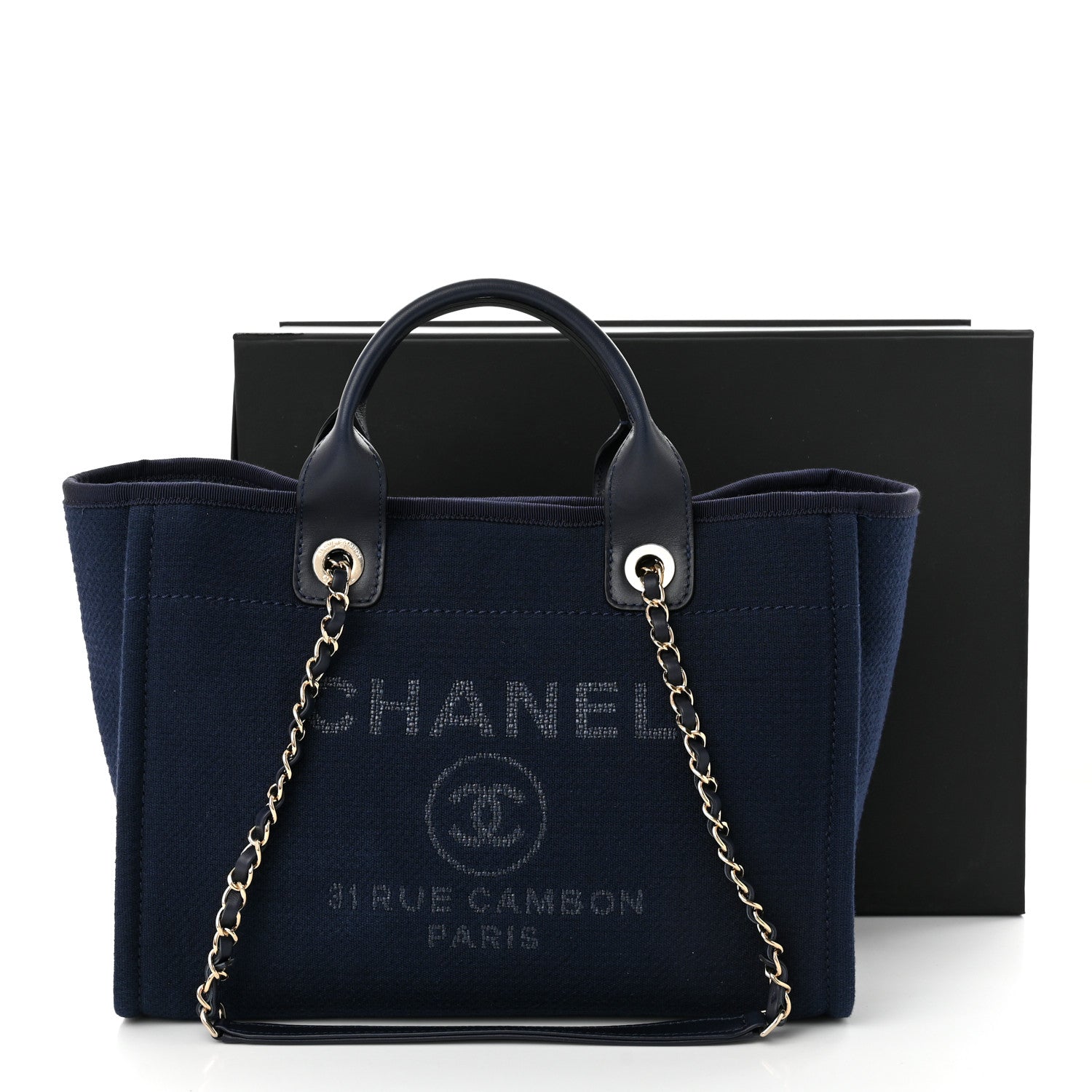 Chanel Mixed Fibers Small Deauville Tote Navy 12 of 12