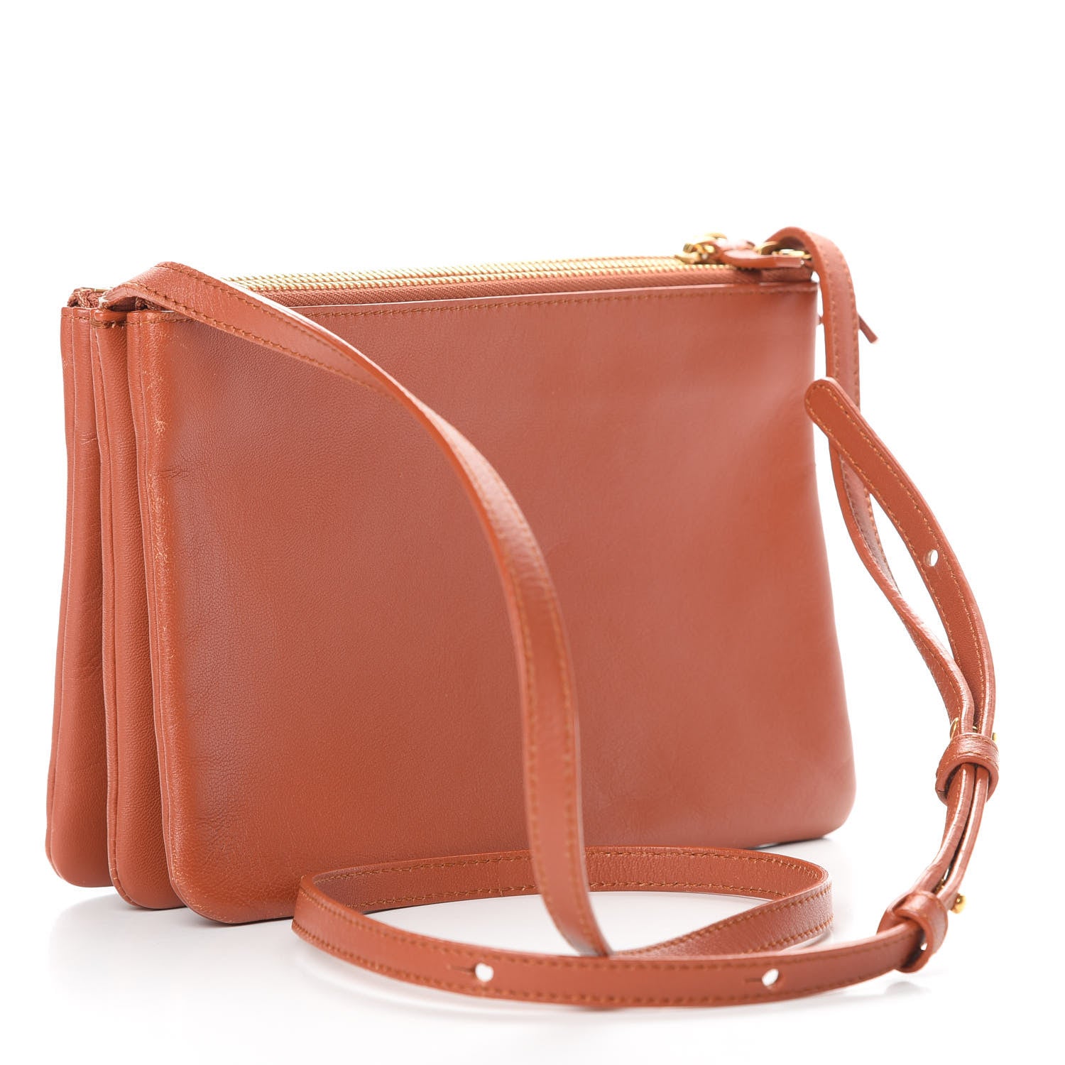 Celine Lambskin Small Trio Crossbody Bag Tan 3 of 16