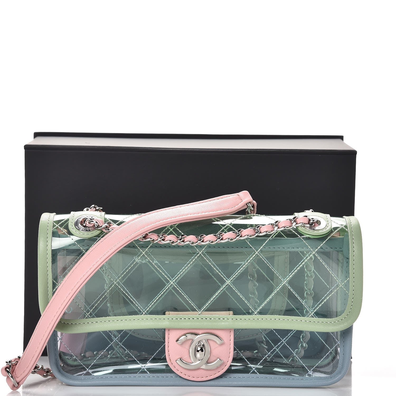 Chanel Lambskin PVC Quilted Mini Coco Splash Flap Blue Green 8 of 8
