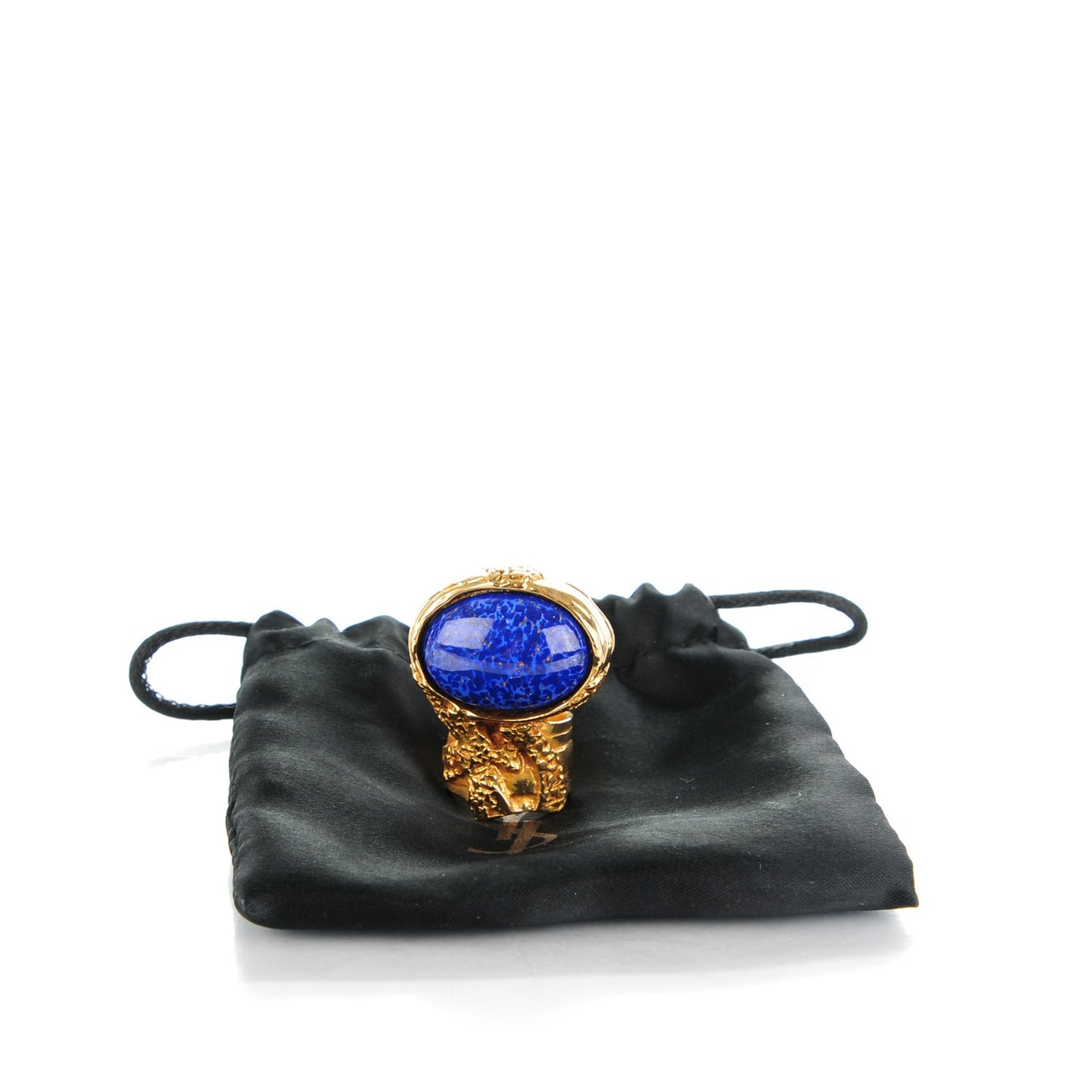 Glass Cabochon Arty Ovale Ring 5 Gold Lapis