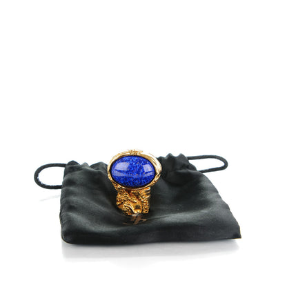 Saint Laurent Glass Cabochon Arty Ovale Ring 5 Gold Lapis 4 of 4